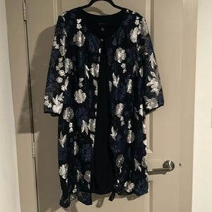 Connected, 18W, dress with overlay, multicolored blue